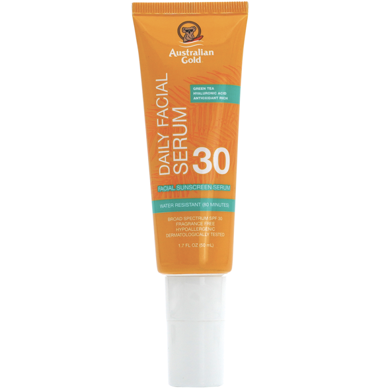 Australian Gold SPF 30 Daily Facial Serum con Acido Ialuronico, Aloe Vera & Tè Verde – 50 ml