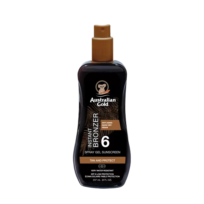 Australian Gold SPF 6 Spray Gel with Bronzer Instant Bronzer Glow 237ml