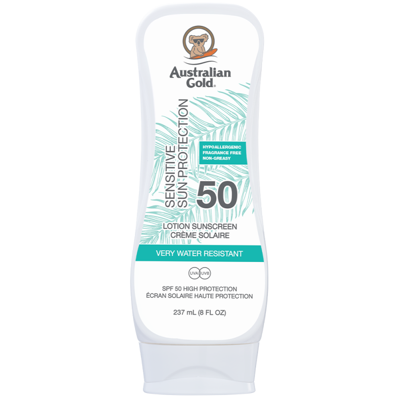 Australian Gold Sensitive SPF 50 Protezione Solare Pelli Sensibili Famiglia 237ml