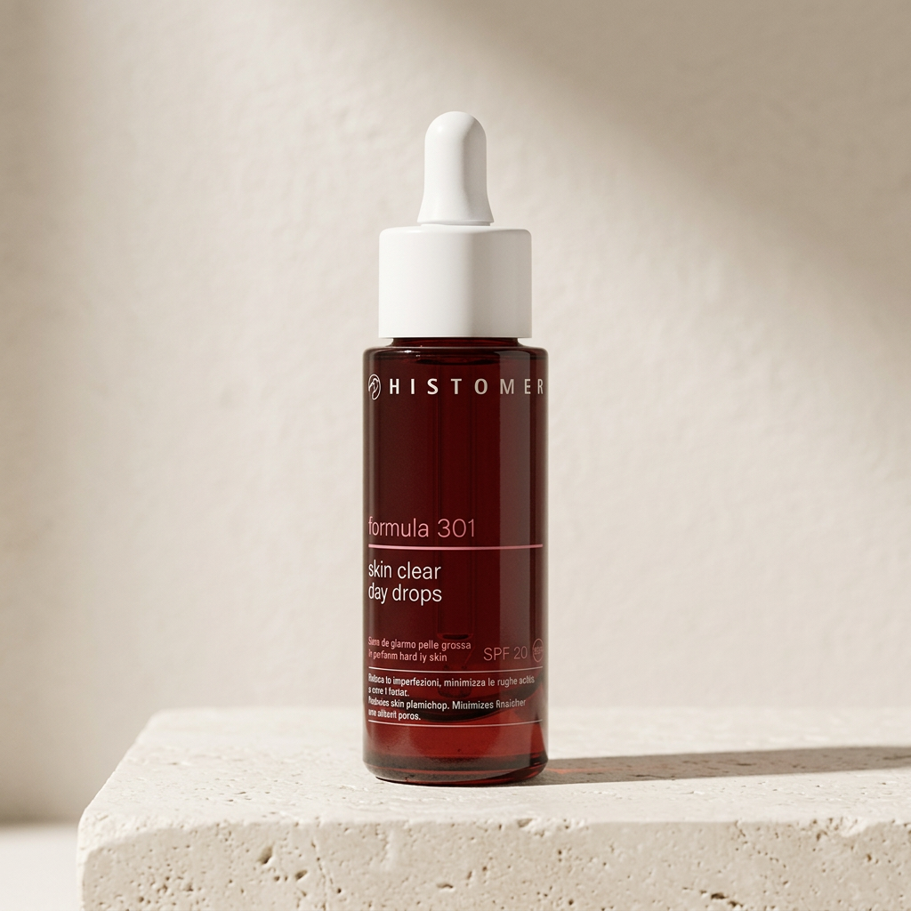 Histomer Skin Clear Day Drops su piedistallo chiaro