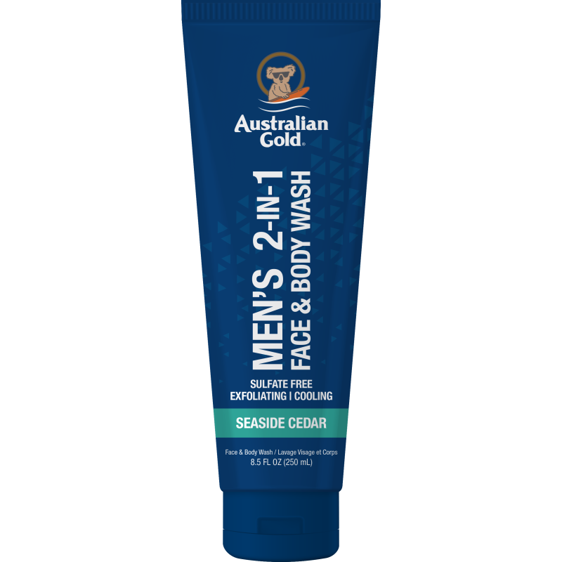 Australian Gold Men's 2-in-1 Face & Bagno Doccia Seaside Cedar 250 ml | Detergente Viso Corpo con Carbone