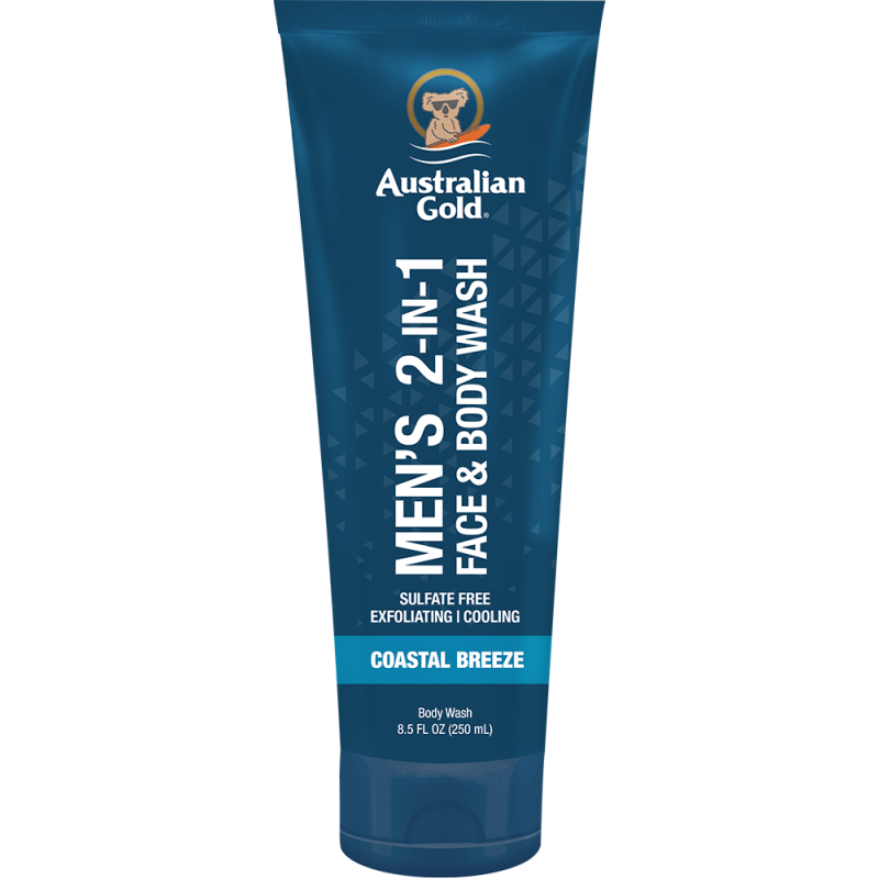 Australian Gold Men's 2-in-1 Face & Body Wash Coastal Breeze 250 ml | Bagnodoccia Viso Corpo con Carbone
