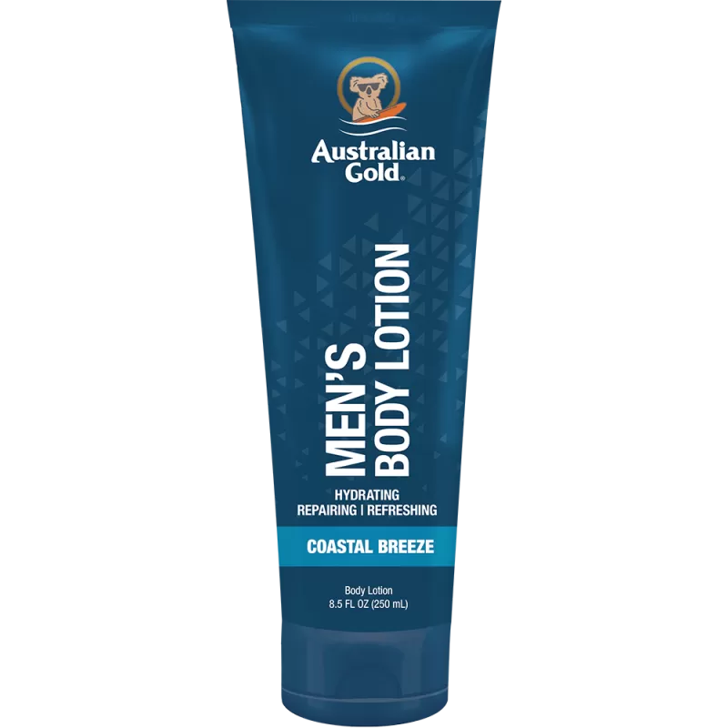 Australian Gold Men's Body Lotion Coastal Breeze 250 ml | Doposole Idratante con Carbone
