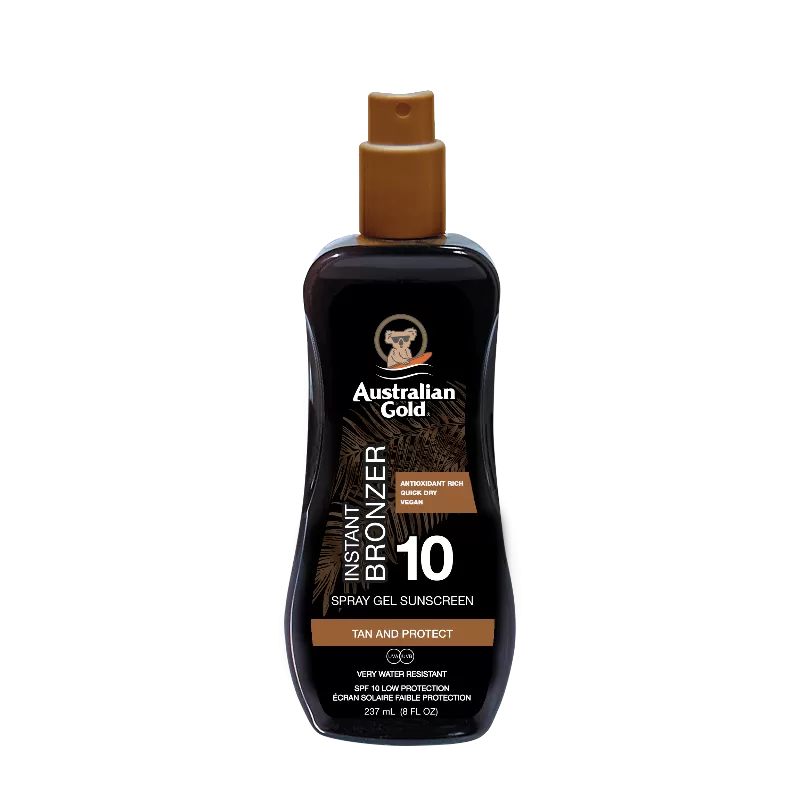Australian Gold SPF 10 Spray Gel with Bronzer Instant Bronzer Glow 237ml