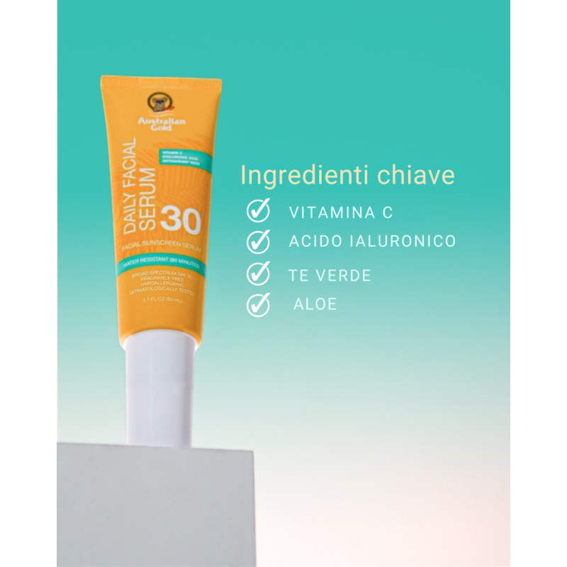 Australian Gold SPF 30 Daily Facial Serum con Acido Ialuronico, Aloe Vera & Tè Verde – 50 ml 3