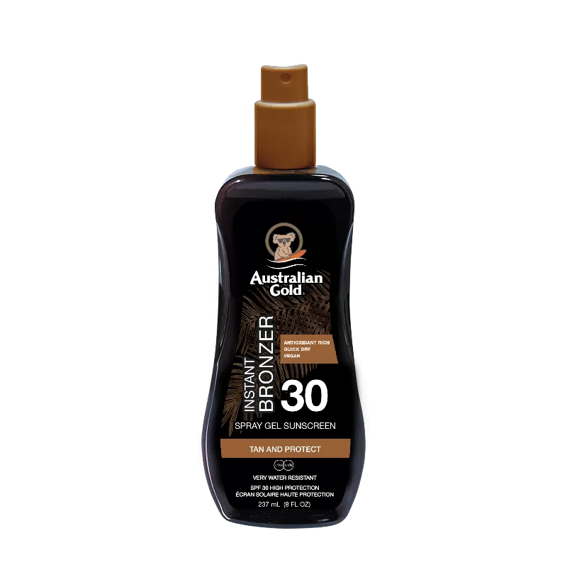 Australian Gold SPF 30 Spray Gel with Bronzer Instant Bronzer Glow 237ml