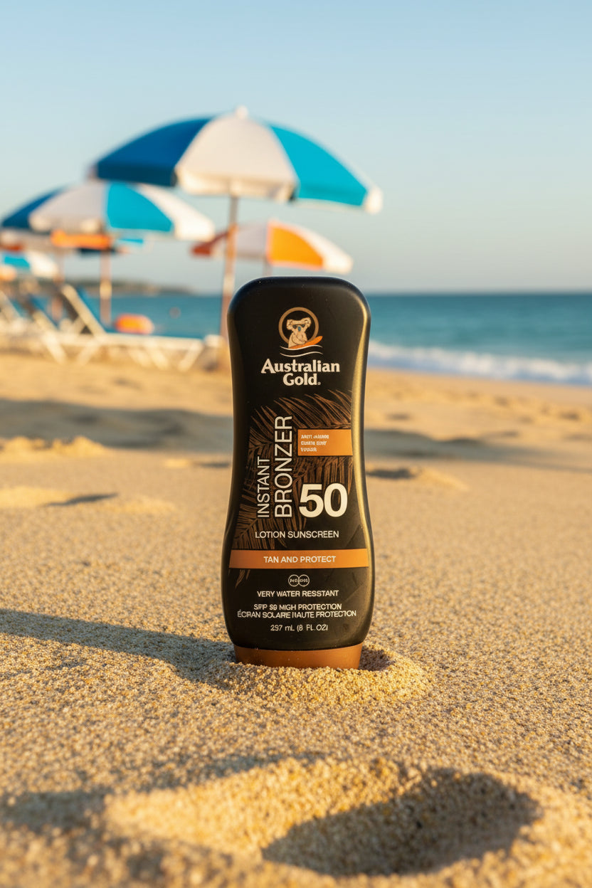 Australian Gold SPF 50 Lotion with Bronzer Instant Bronzer Glow 237ml natural